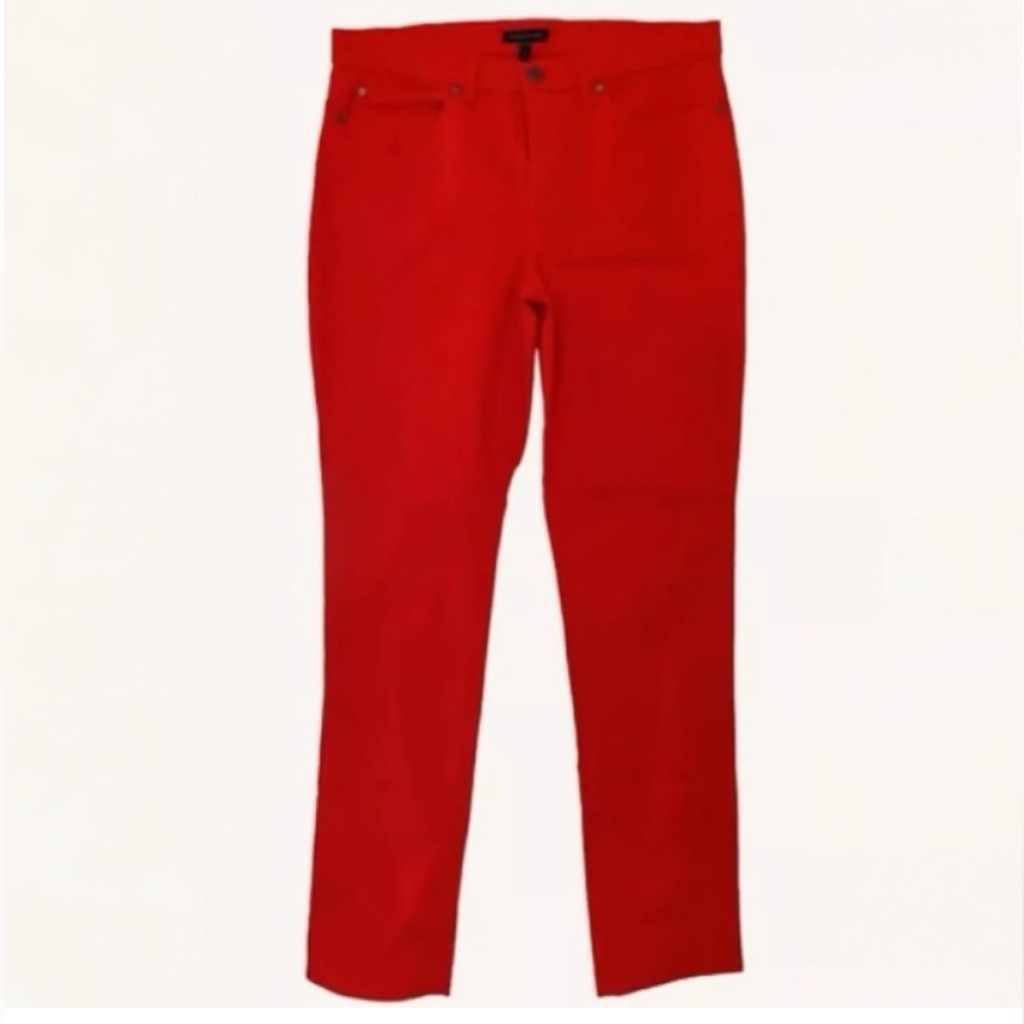 $118 Eileen Fisher Skinny Jeans 8 Lava Organic Cotton Stretch Twill 5 Pocket Nwt